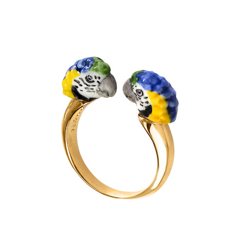 Bague face to face colourful  blue parrot_VENTE D'ARCHIVES