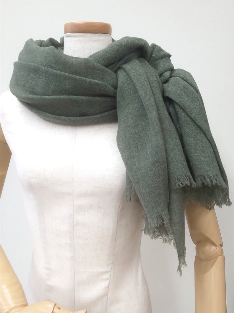 Loden Green Gauze Cashmere Scarf
