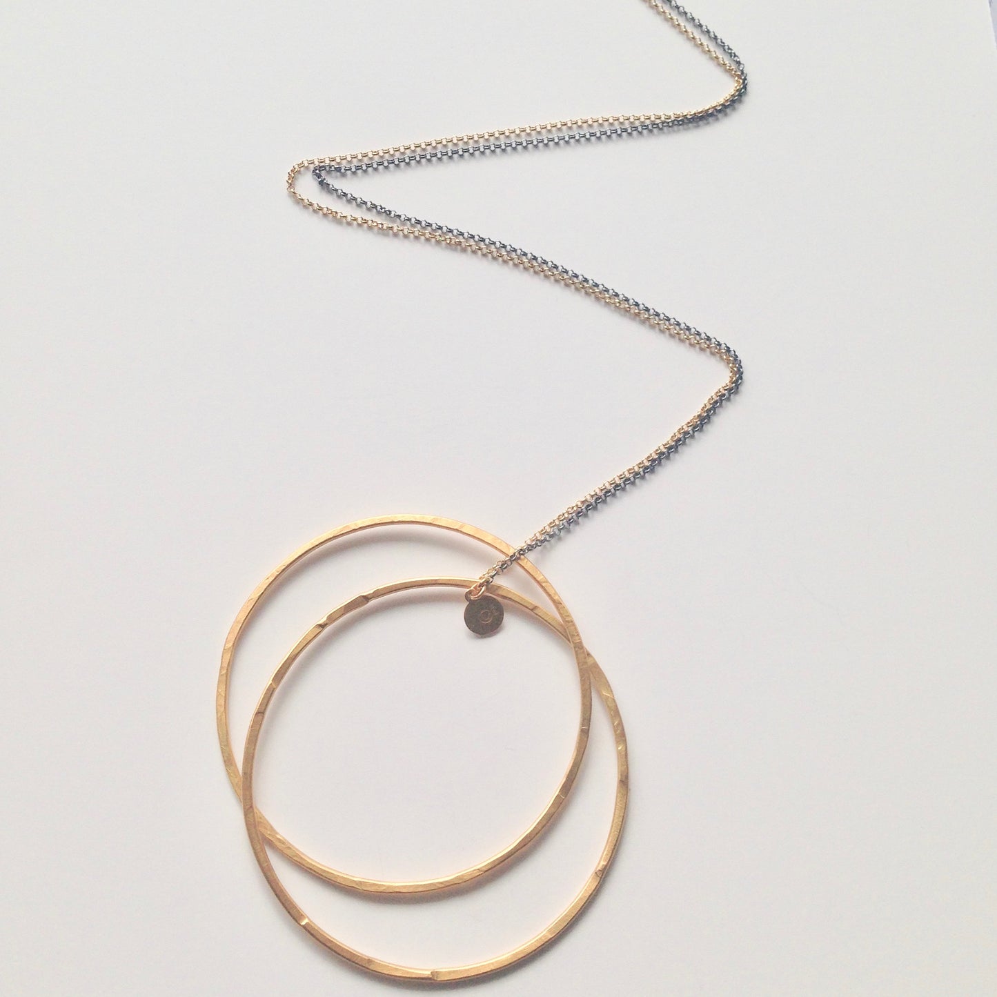 Twin 'XXL' necklace Gold plated + ruthenium