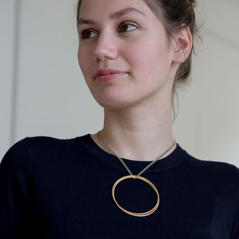 Twin 'XXL' necklace Gold plated + ruthenium