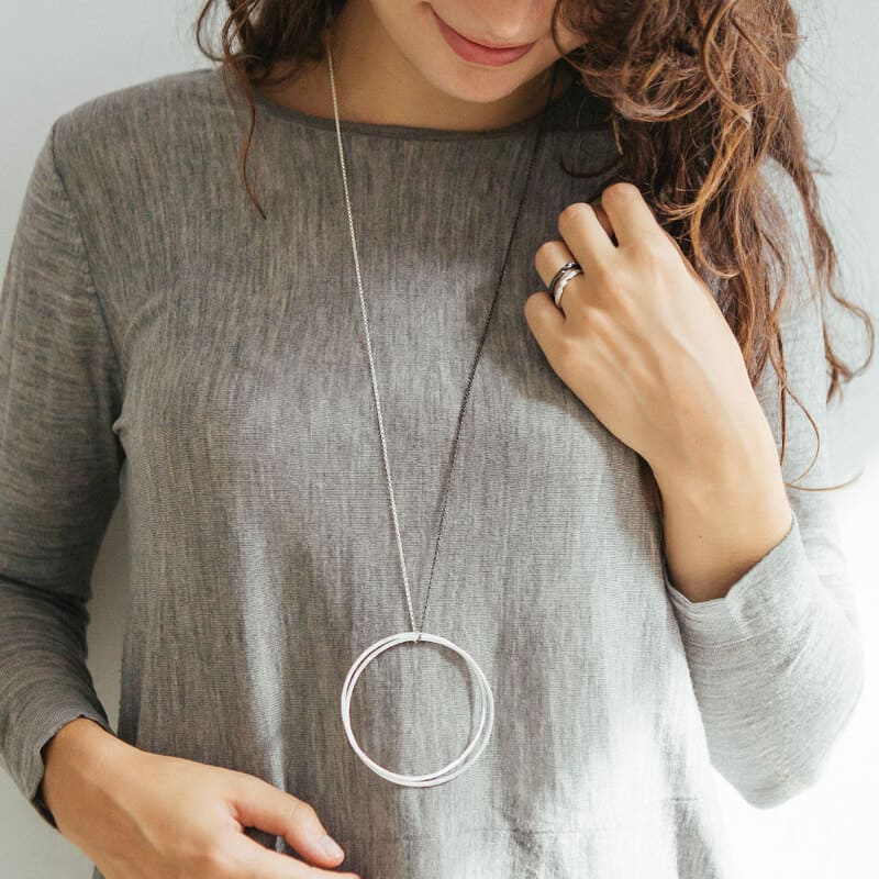 Collier Twin 'XXL' Argent + Ruthénium Plaqué Argent