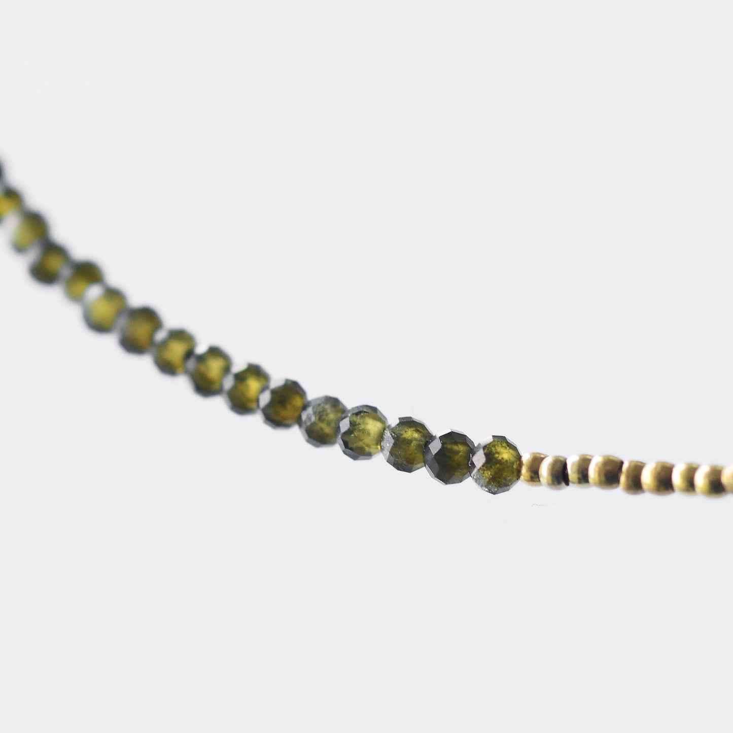 Mini golden pearl and khaki cats eye stone necklace 2mm