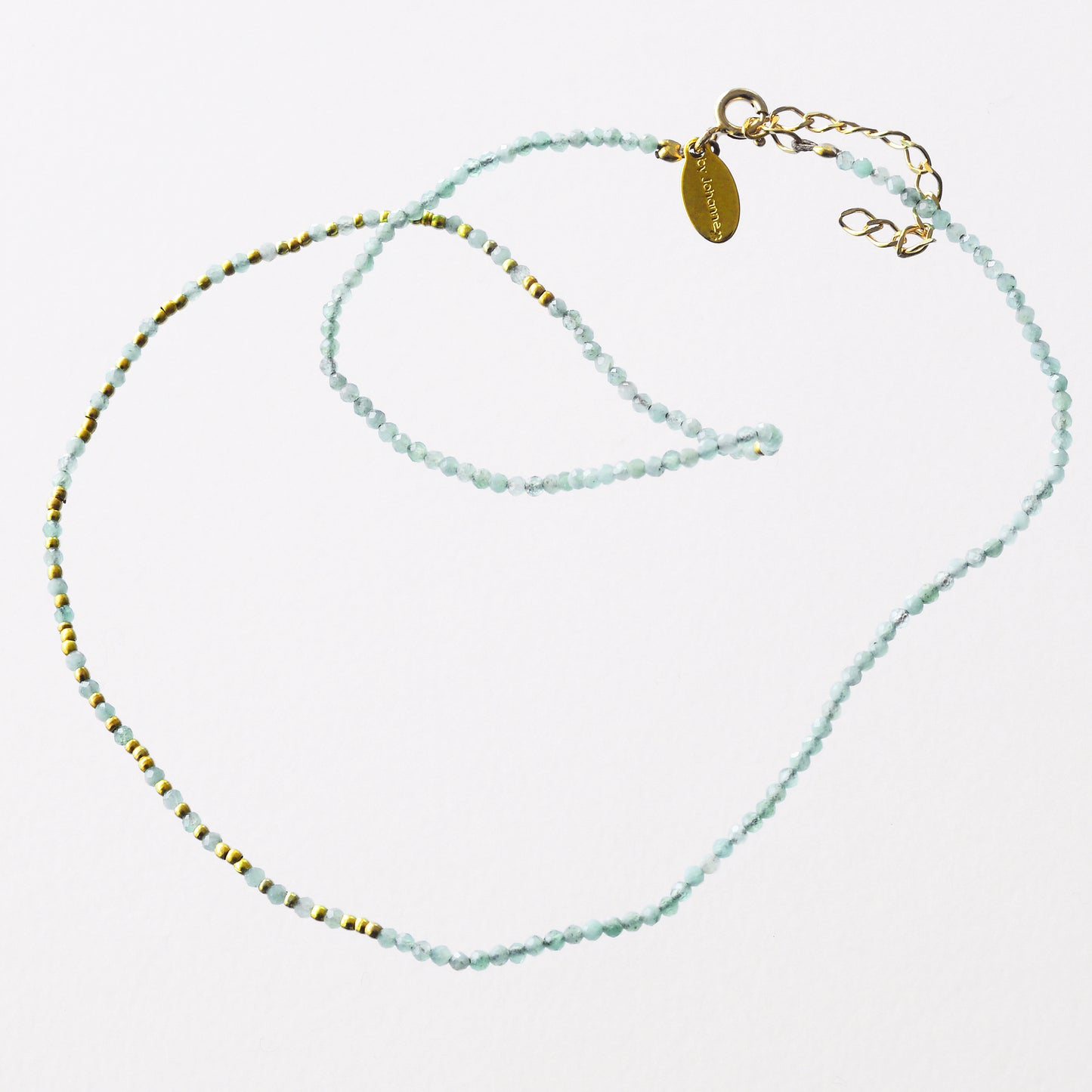 Emerald necklace and mini golden pearls