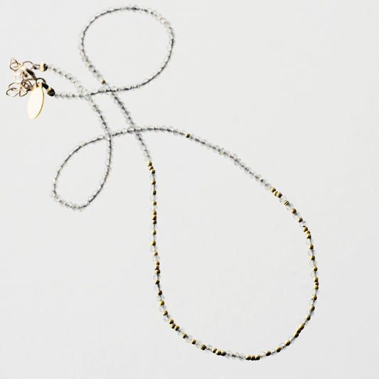 Labradorite necklace and mini golden pearls