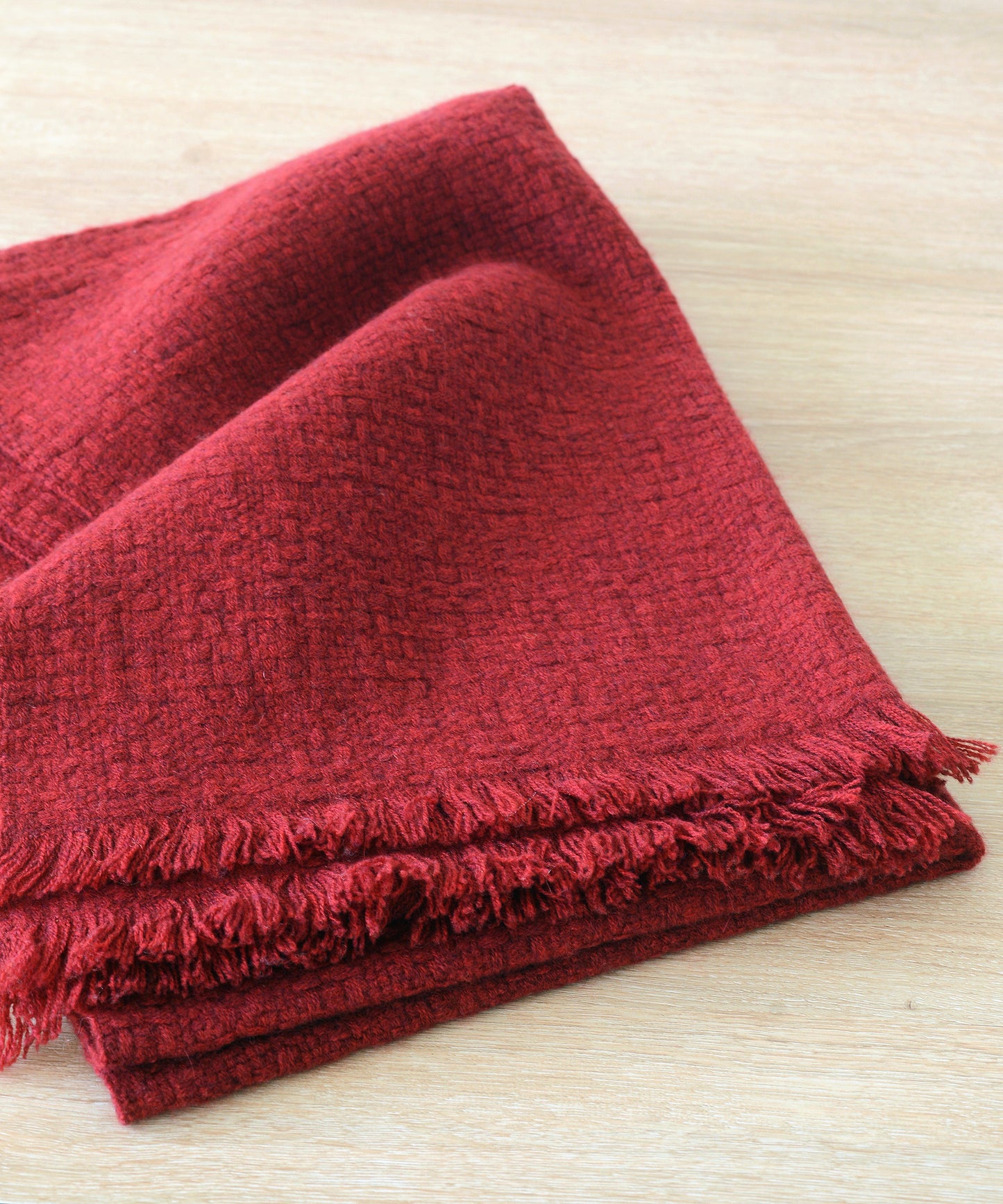 とても柔らかいカシミアの長方形のロングスカーフ - レッドダリア