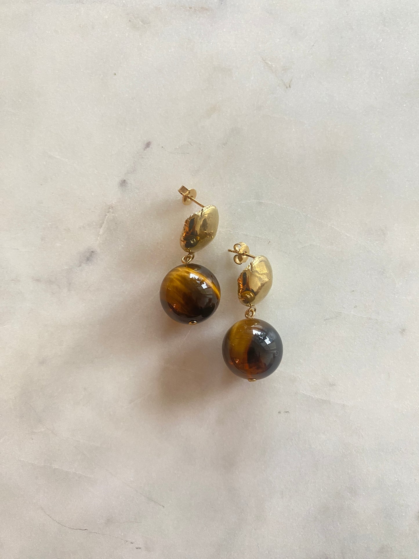 Nadine earrings (with a semi-precious stone called Tiger's Eye)