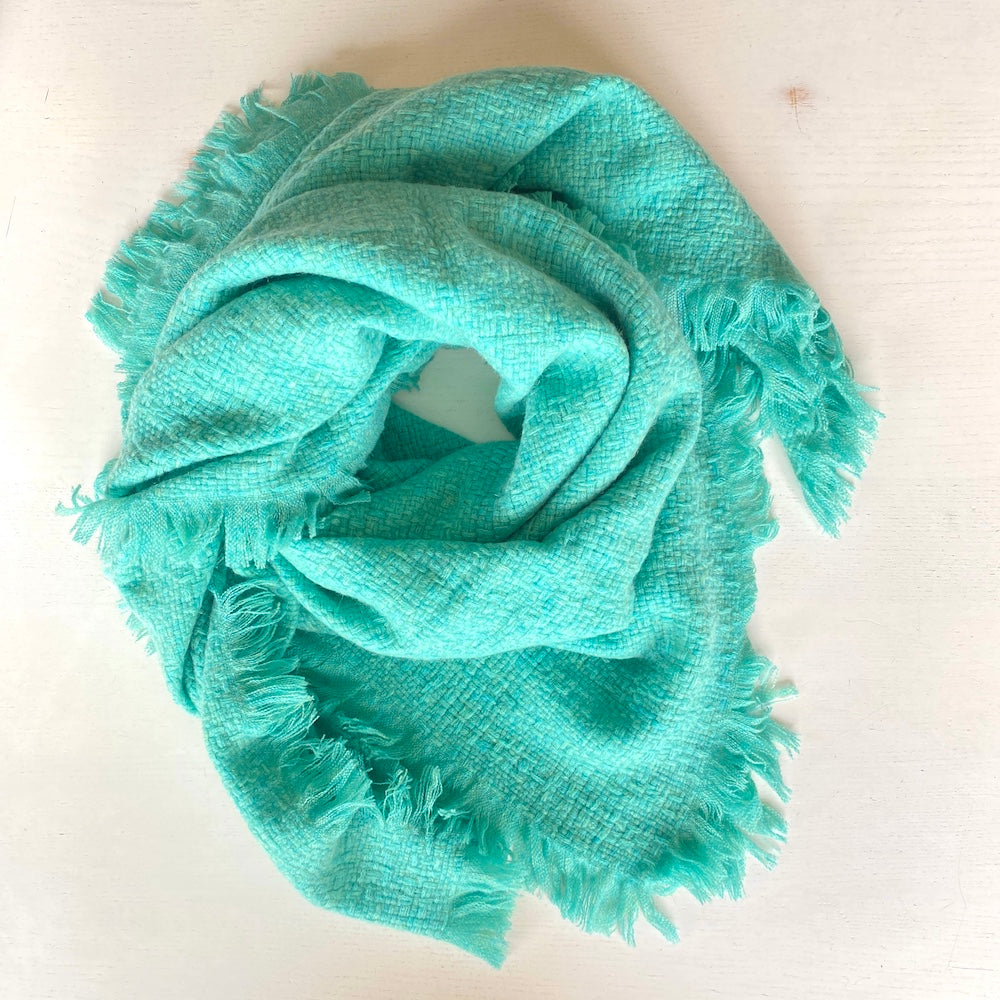 Super soft cashmere square scarf - Aquqa blue
