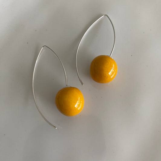 Yellow morello cherry earrings