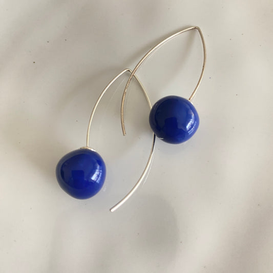 Blue cherry earrings