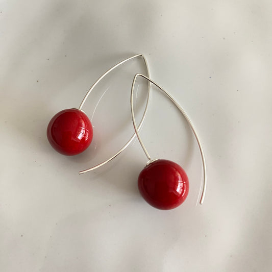 Boucles d'oreilles griotte　Rouge (red）