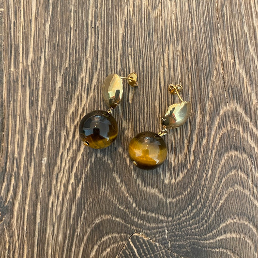 Nadine earrings (with a semi-precious stone called Tiger's Eye)