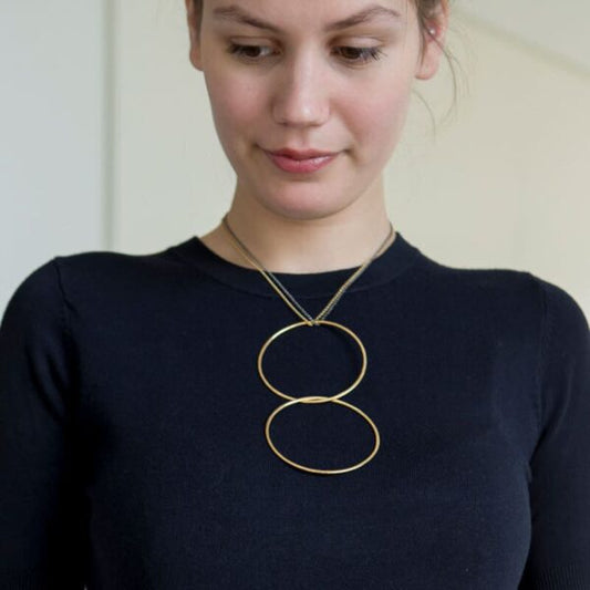 Twin 'XXL' necklace Gold plated + ruthenium