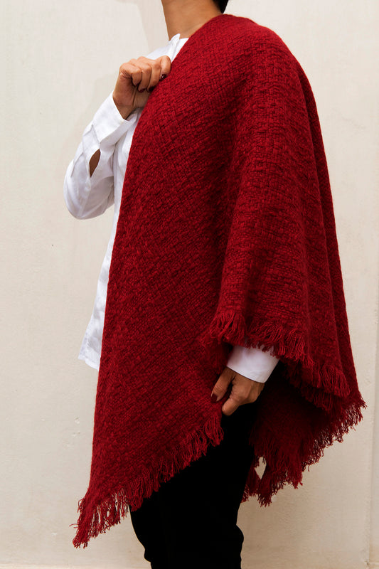 Super soft cashmere square scarf Red dahlia